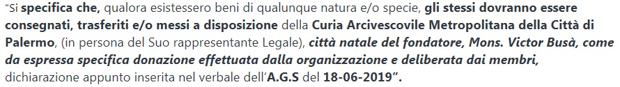 comunicazione beni da trasferire curia arcivescovile